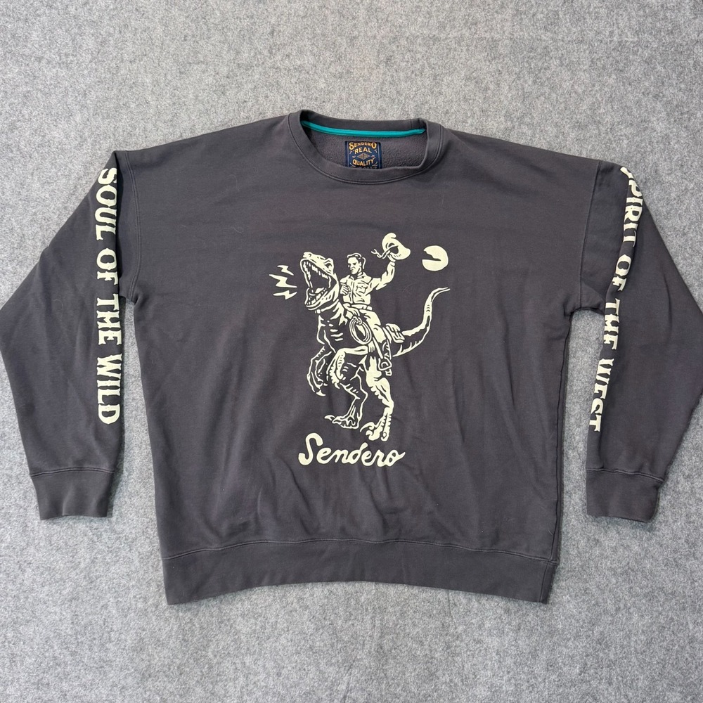 Sendero Provisions Co Black T-Rex Cowboy Pullover Sweatshirt Men's Size XL